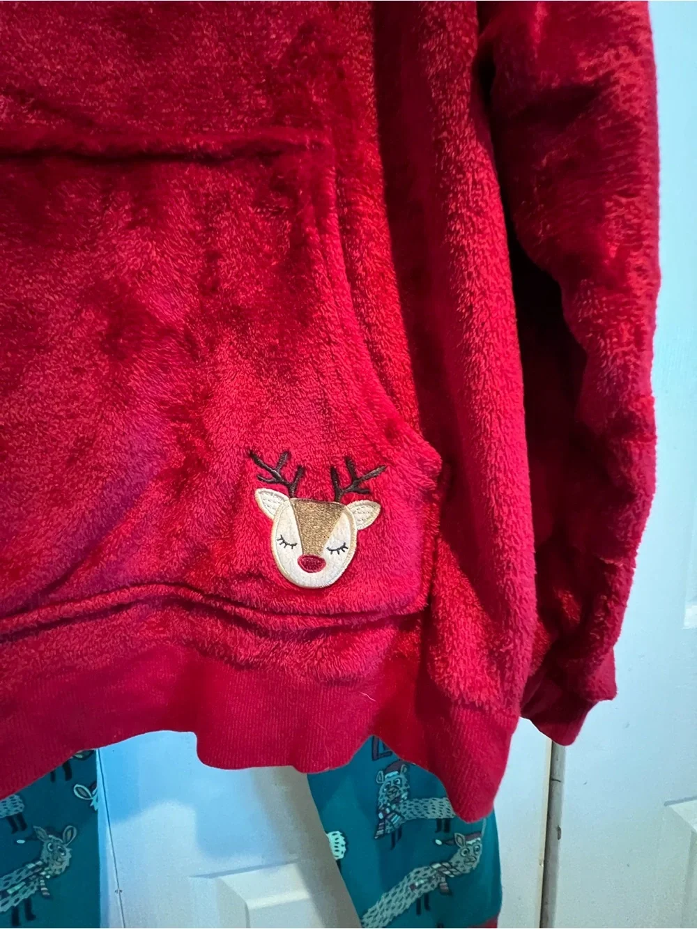 2 Pc❤️💚Llama Print Christmas Pants & Red Fleece Deer Pajama Set